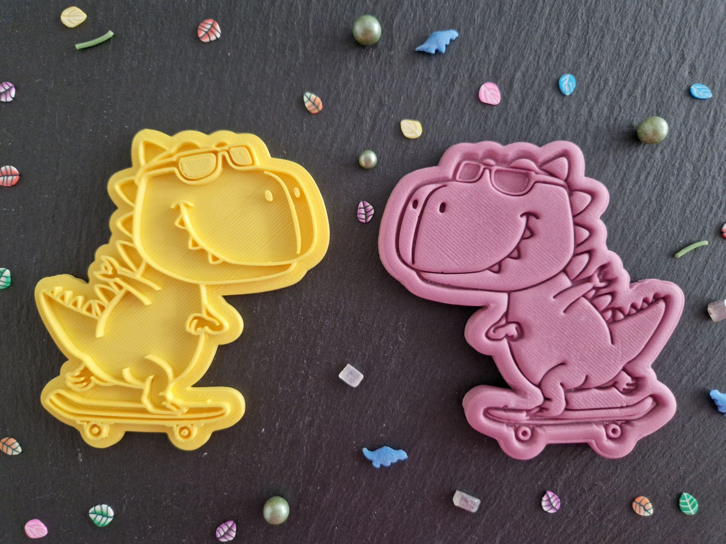 Cute Skating Dinosaur Cookie Cutter