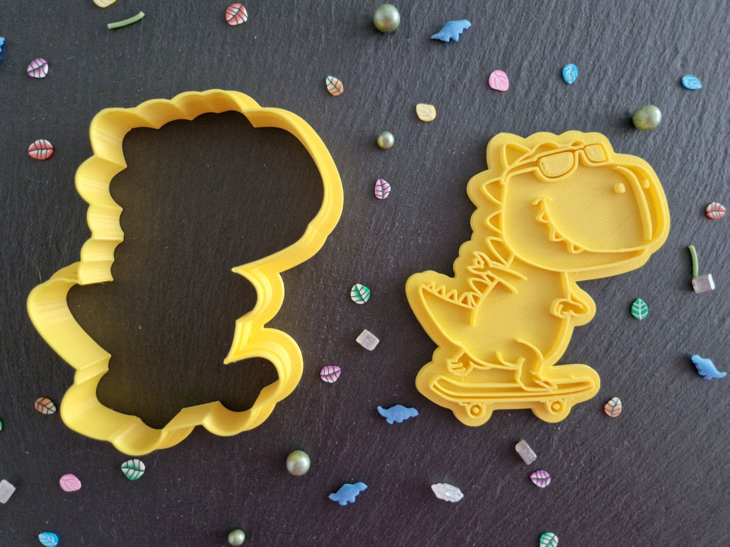Cute Skating Dinosaur Cookie Cutter