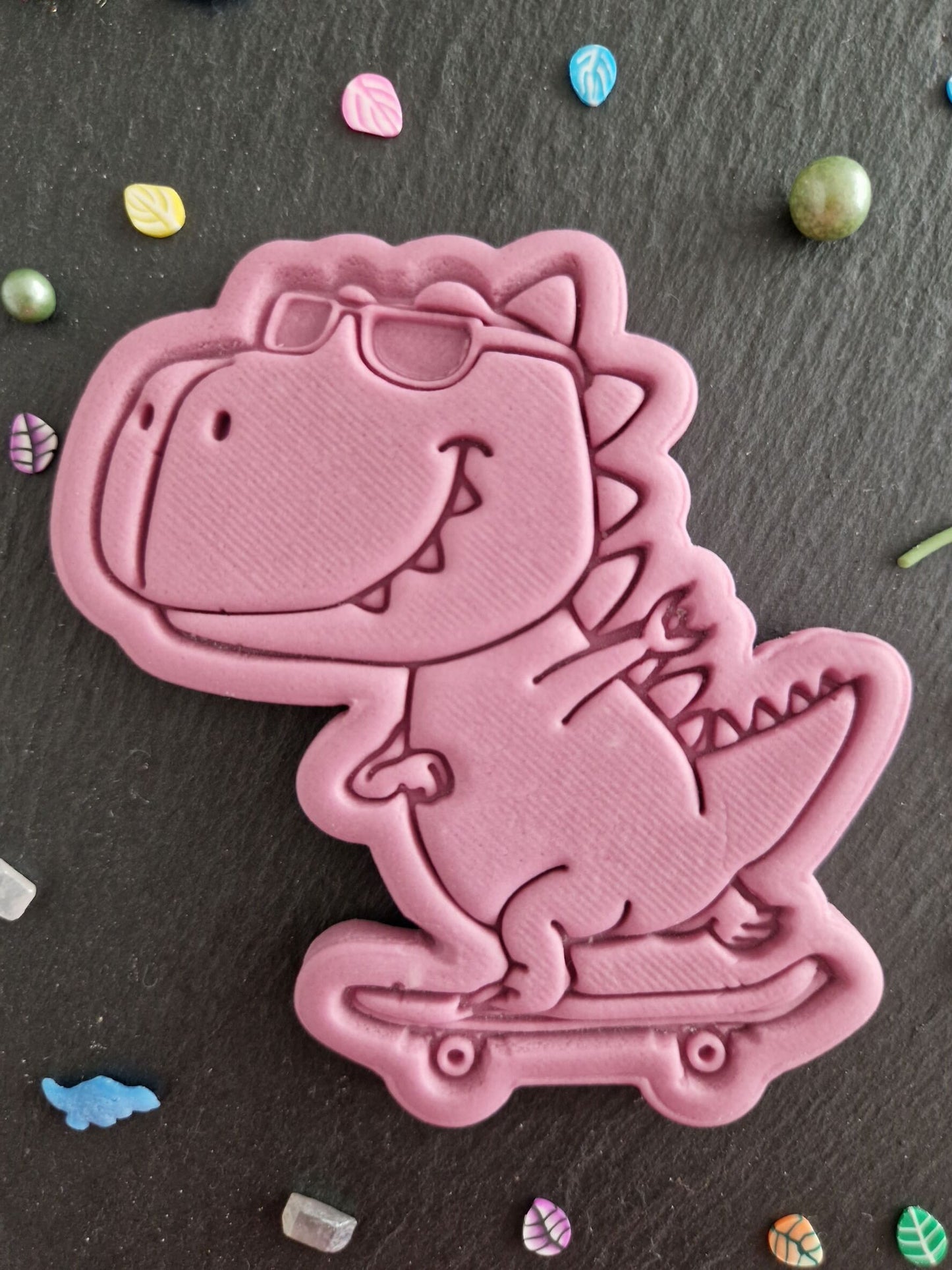 Cute Skating Dinosaur Cookie Cutter