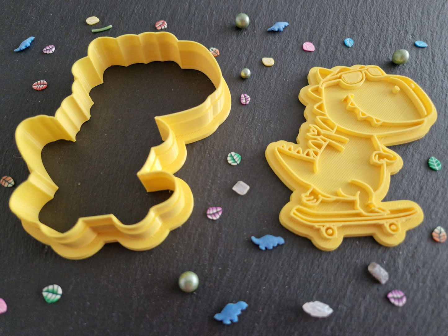 Cute Skating Dinosaur Cookie Cutter